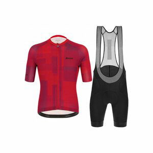 SANTINI Cyklistický krátky dres a krátke nohavice - KARMA KINETIC - čierna/červená