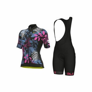 ALÉ Cyklistický krátky dres a krátke nohavice - PR-S GARDEN LADY - ružová/modrá/čierna