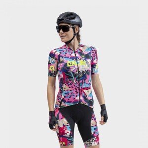 ALÉ Cyklistický krátky dres a krátke nohavice - PR-R KENYA LADY - fialová/svetlo modrá/ružová/béžová/modrá