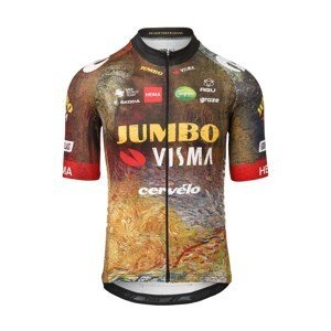 AGU Cyklistický dres s krátkym rukávom - JUMBO-VISMA 2022 - hnedá/modrá/žltá/čierna/červená