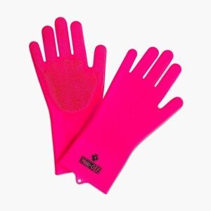 MUC-OFF rukavice na umývanie bicykla - DEEP SCRUBBER - ružová L