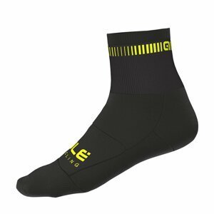 ALÉ Cyklistické ponožky klasické - LOGO Q-SKIN  - žltá/čierna L