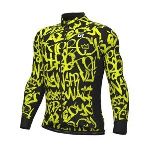 ALÉ Cyklistický dres s dlhým rukávom zimný - SOLID RIDE - čierna/žltá 3XL