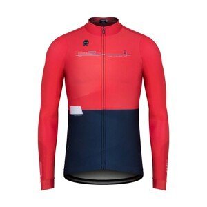 GOBIK Cyklistický dres s dlhým rukávom zimný - SUPERCOBBLE - červená/modrá M