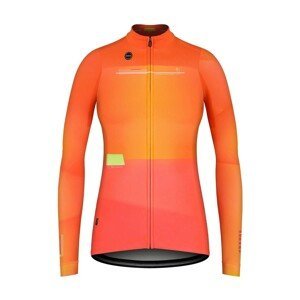 GOBIK Cyklistický dres s dlhým rukávom zimný - COBBLE LADY - oranžová/ružová XS