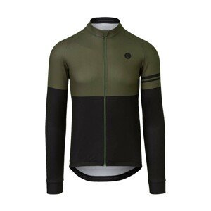 AGU Cyklistický dres s dlhým rukávom zimný - DUO WINTER - čierna/zelená L