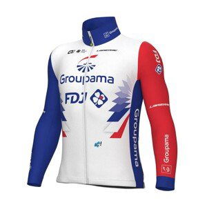 ALÉ Cyklistická zateplená bunda - GROUPAMA FDJ 2022 - biela/červená/modrá 3XL