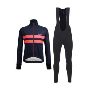SANTINI Cyklistická zimná bunda a nohavice - COLORE HALO + LAVA - modrá/čierna