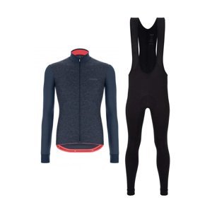 SANTINI Cyklistický zimný dres a nohavice - COLORE PURO+OMNIA - modrá/čierna
