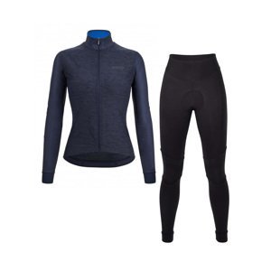 SANTINI Cyklistický zimný dres a nohavice - COLORE PURO+OMNIA W - modrá/čierna