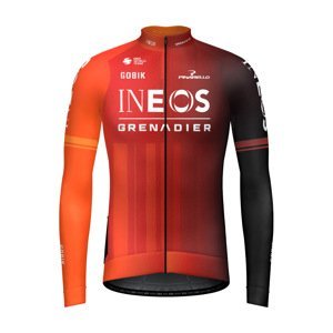 GOBIK Cyklistický dres s dlhým rukávom zimný - HYDER INEOS GRENADIERS 2024 - červená/oranžová 2XL