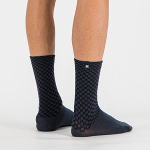 SPORTFUL Cyklistické ponožky klasické - CHECKMATE - čierna/modrá