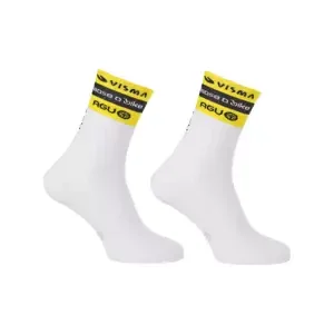 AGU Cyklistické ponožky klasické - RACE VISMA | LEASE A BIKE 2024 - biela/žltá/čierna L-XL