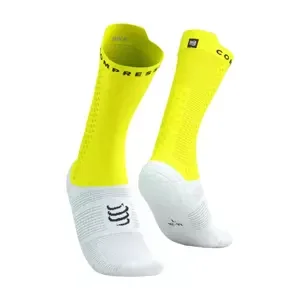 COMPRESSPORT Cyklistické ponožky klasické - PRO RACING V4.0 BIKE - biela/žltá