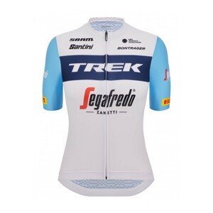 SANTINI Cyklistický dres s krátkym rukávom - TREK SEGAFREDO 2023 LADY FAN LINE - svetlo modrá/biela M