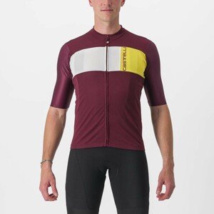 CASTELLI Cyklistický dres s krátkym rukávom - PROLOGO VII - bordová/ivory/žltá L