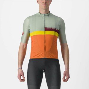 CASTELLI Cyklistický dres s krátkym rukávom - A BLOCCO - zelená/oranžová/bordová/žltá M