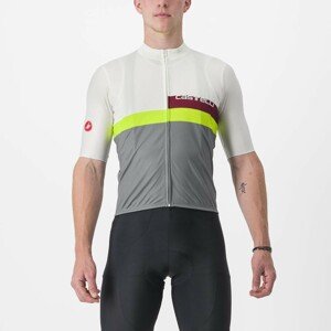 CASTELLI Cyklistický dres s krátkym rukávom - A BLOCCO - žltá/bordová/šedá/ivory