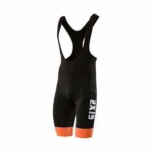 SIX2 Cyklistické nohavice krátke s trakmi - SLP STRIPES - čierna/oranžová S