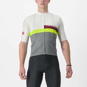 CASTELLI Cyklistický dres s krátkym rukávom - A BLOCCO - ivory/šedá/bordová/žltá 3XL