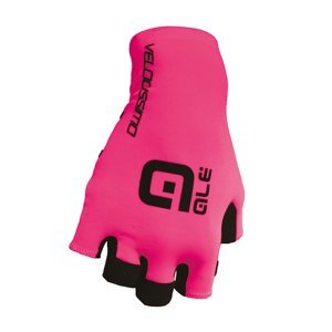 ALÉ Cyklistické rukavice krátkoprsté - VELOCISSIMO CRONO - čierna/ružová XS