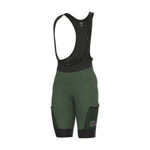 ALÉ Cyklistické nohavice krátke s trakmi - OFF-ROAD GRAVEL STONES CARGO - zelená XL