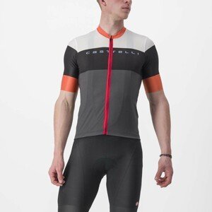 CASTELLI Cyklistický dres s krátkym rukávom - SEZIONE - šedá/oranžová/čierna 2XL