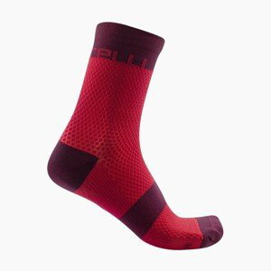 CASTELLI Cyklistické ponožky klasické - VELOCISSIMA 12 LADY - bordová/červená S-M
