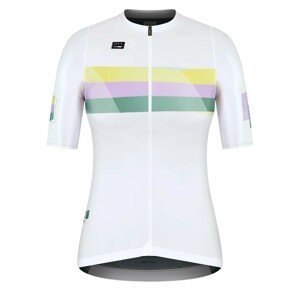GOBIK Cyklistický dres s krátkym rukávom - ATTITUDE 2.0 LADY - fialová/zelená/biela/žltá
