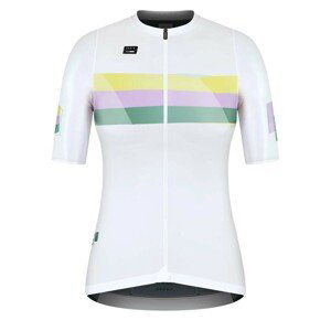 GOBIK Cyklistický dres s krátkym rukávom - ATTITUDE 2.0 LADY - biela/zelená/fialová/žltá M