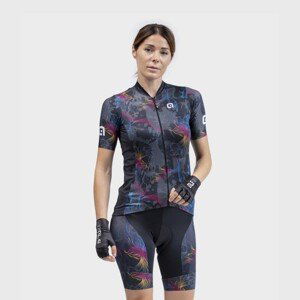 ALÉ Cyklistický dres s krátkym rukávom - SOLID CHIOS LADY - šedá/modrá/žltá/ružová L