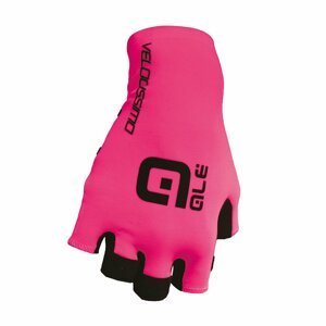 ALÉ Cyklistické rukavice krátkoprsté - VELOCISSIMO  - čierna/ružová L