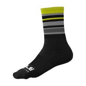 ALÉ Cyklistické ponožky klasické - STRIPES - čierna/žltá 44-47
