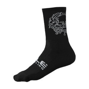 ALÉ Cyklistické ponožky klasické - SKULL - čierna