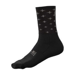 ALÉ Cyklistické ponožky klasické - STARS - čierna/šedá 44-47