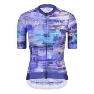 MONTON Cyklistický dres s krátkym rukávom - SKULL OILPAINT LADY - fialová/modrá