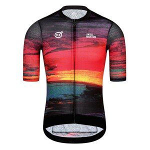 MONTON Cyklistický dres s krátkym rukávom - SKULL SUNSET - čierna/červená XS