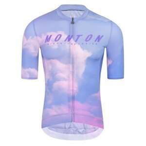 MONTON Cyklistický dres s krátkym rukávom - EVENINGGLOW - svetlo modrá/fialová/ružová XS