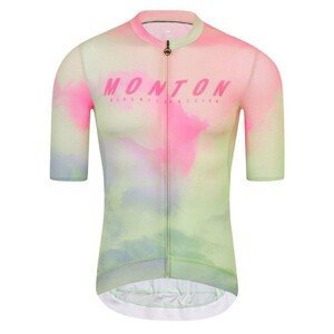 MONTON Cyklistický dres s krátkym rukávom - MORNINGGLOW - svetlo zelená/fialová/ružová XS