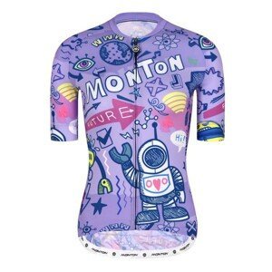 MONTON Cyklistický dres s krátkym rukávom - ROBOTS LADY - žltá/modrá/fialová L