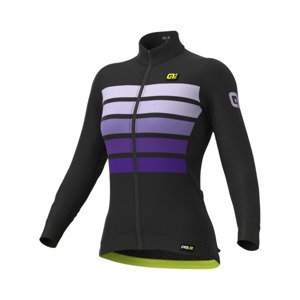 ALÉ Cyklistický dres s dlhým rukávom zimný - PR-R SOMBRA WOOL THERMO - čierna/fialová