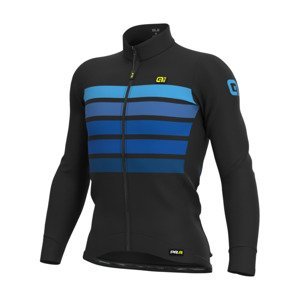 ALÉ Cyklistický dres s dlhým rukávom zimný - PR-R SOMBRA WOOL THERMO - čierna/modrá