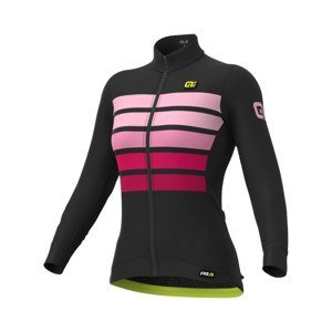 ALÉ Cyklistický dres s dlhým rukávom zimný - PR-R SOMBRA WOOL THERMO - čierna/ružová L