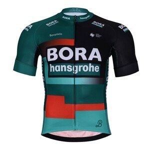 BONAVELO Cyklistický dres s krátkym rukávom - BORA 2023 - červená/zelená/čierna M