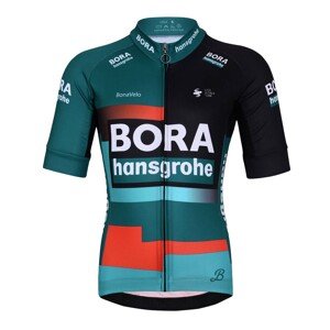 BONAVELO Cyklistický dres s krátkym rukávom - BORA 2023 KIDS - čierna/zelená/červená M-145cm