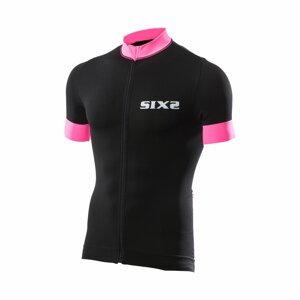 SIX2 Cyklistický dres s krátkym rukávom - BIKE3 STRIPES - ružová/čierna S