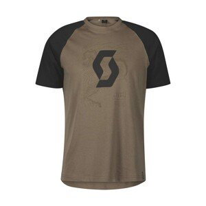 SCOTT Cyklistické tričko s krátkym rukávom - ICON RAGLAN SS - čierna/hnedá L