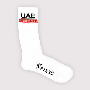 PISSEI Cyklistické ponožky klasické - PISSEI UAE TEAM EMIR - biela
