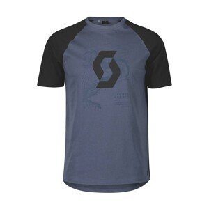 SCOTT Cyklistické tričko s krátkym rukávom - ICON RAGLAN SS - čierna/modrá M