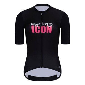 HOLOKOLO Cyklistický dres s krátkym rukávom - ICON ELITE LADY - čierna/biela/ružová